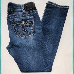 Silver Suki Medium Wash Mid Rise Pencil Skinny Jeans